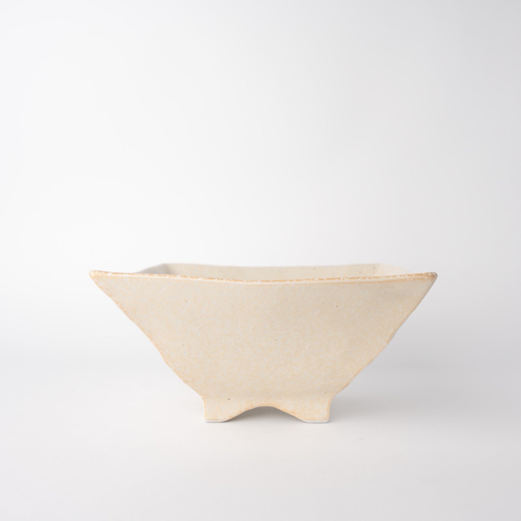 Premium Square Fluted Bowl – Cream Oatmeal Glaze 21 x 21cm