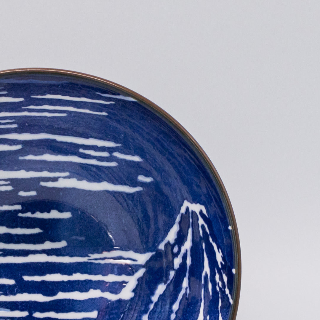 Premium 17.5cm Blue Fuji Design Udon Bowl 800ml Dishwasher Microwave Safe
