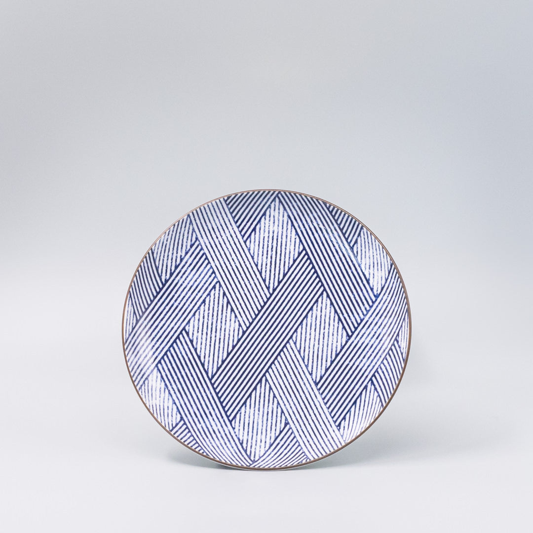Premium Plate with Thatched Navy Design - 18cm