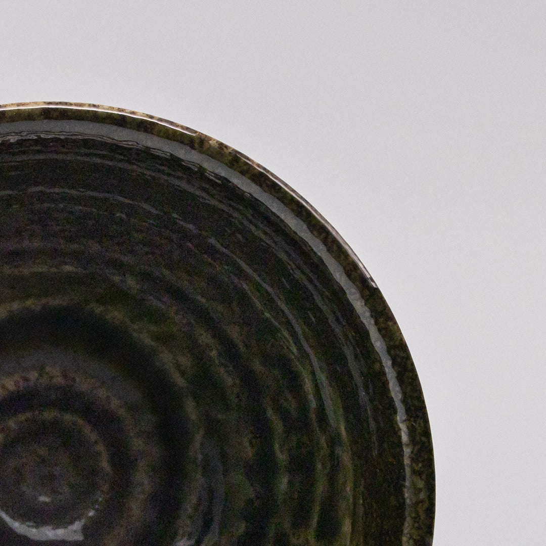 Shinogi Moss Black Glaze 15.5cm Bowl Dishwasher Microwave Safe