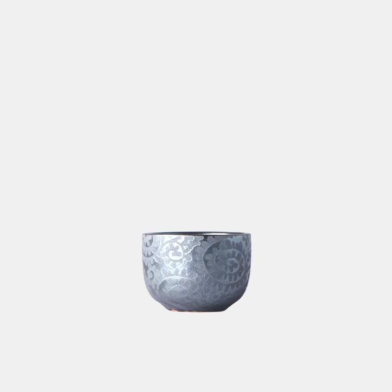 Premium 35ml Black Scroll Glaze Ceramic Sake Cup Dishwasher Safe