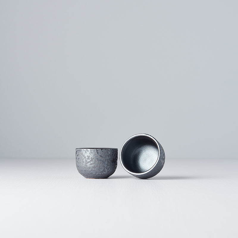 Premium 35ml Black Scroll Glaze Ceramic Sake Cup Dishwasher Safe