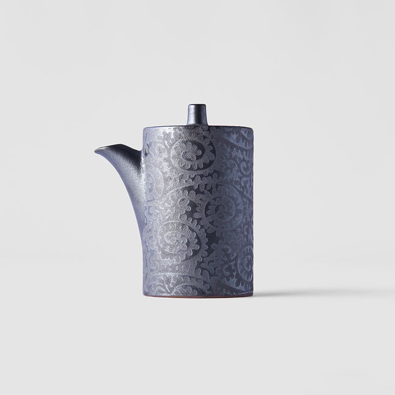 Premium 125ml Black Scroll Glaze Ceramic Soy Pot Dishwasher Microwave Safe