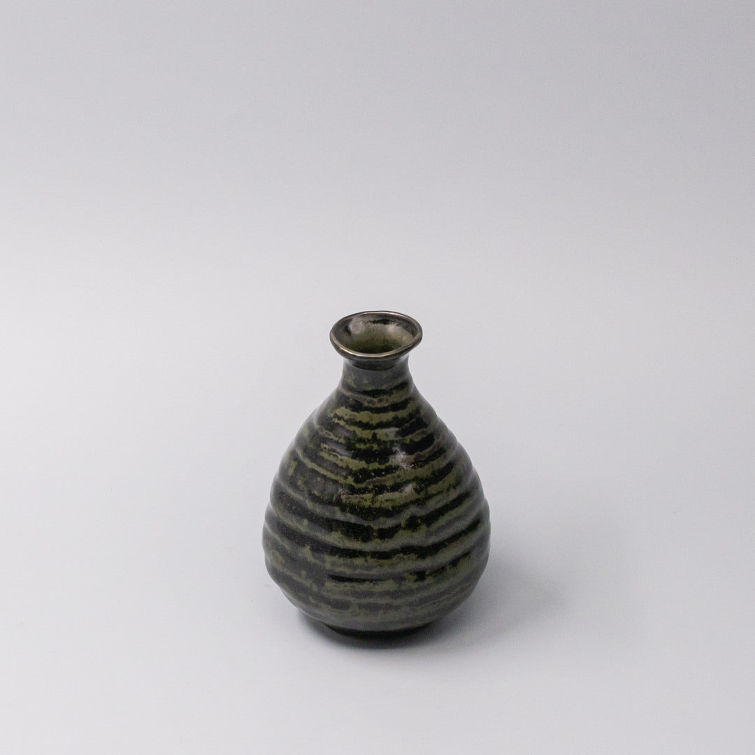 Premium 350ml Moss Black Glaze Ceramic Sake Jug Japanese Serving Pourer