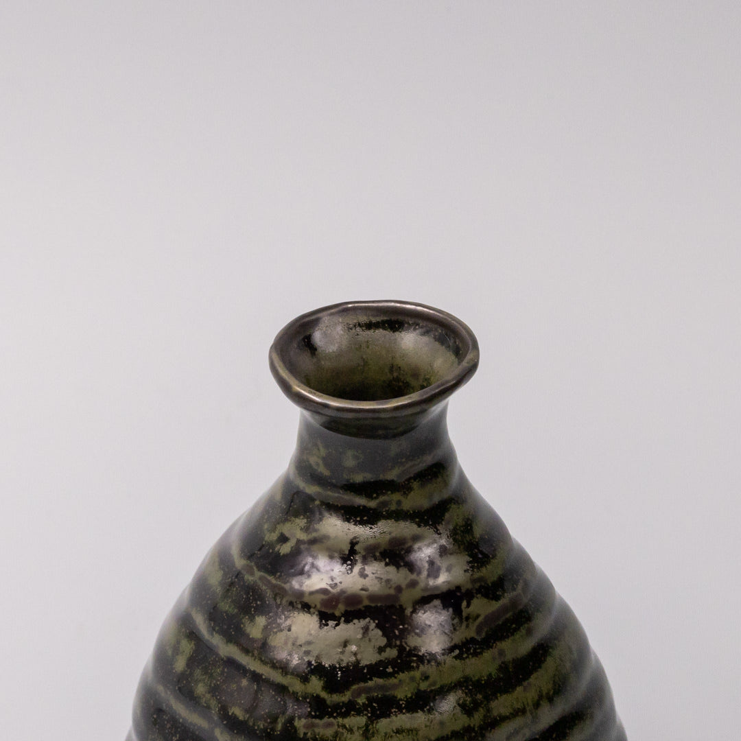 Premium 350ml Moss Black Glaze Ceramic Sake Jug Japanese Serving Pourer