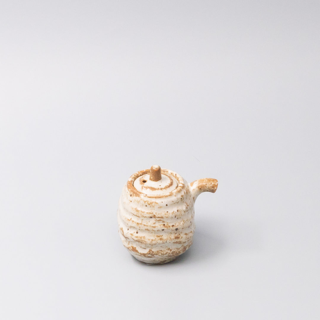 Premium Rustic White Sand Ceramic Soy Pot Japanese Sauce Server