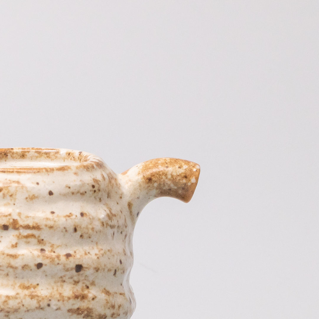Premium Rustic White Sand Ceramic Soy Pot Japanese Sauce Server