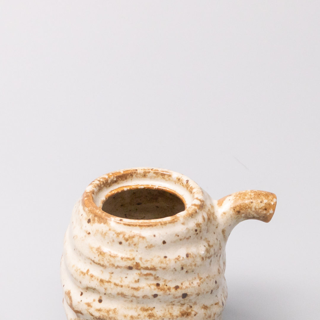 Premium Rustic White Sand Ceramic Soy Pot Japanese Sauce Server
