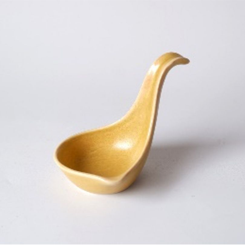 Premium 11cm Yellow Glaze Upright Ceramic Spoon