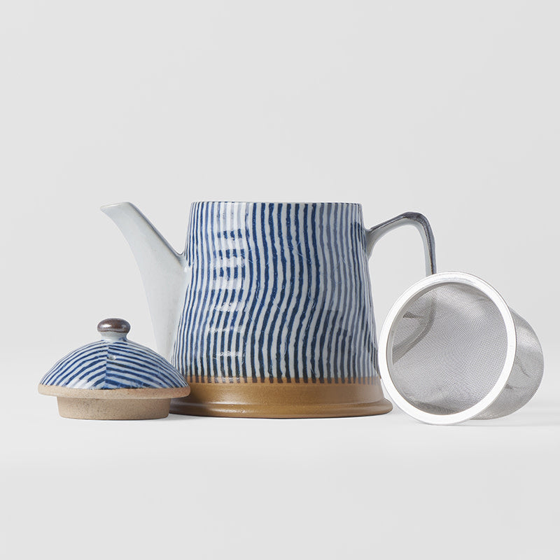 Premium Teapot – Blue Wavy Line Design 400ml