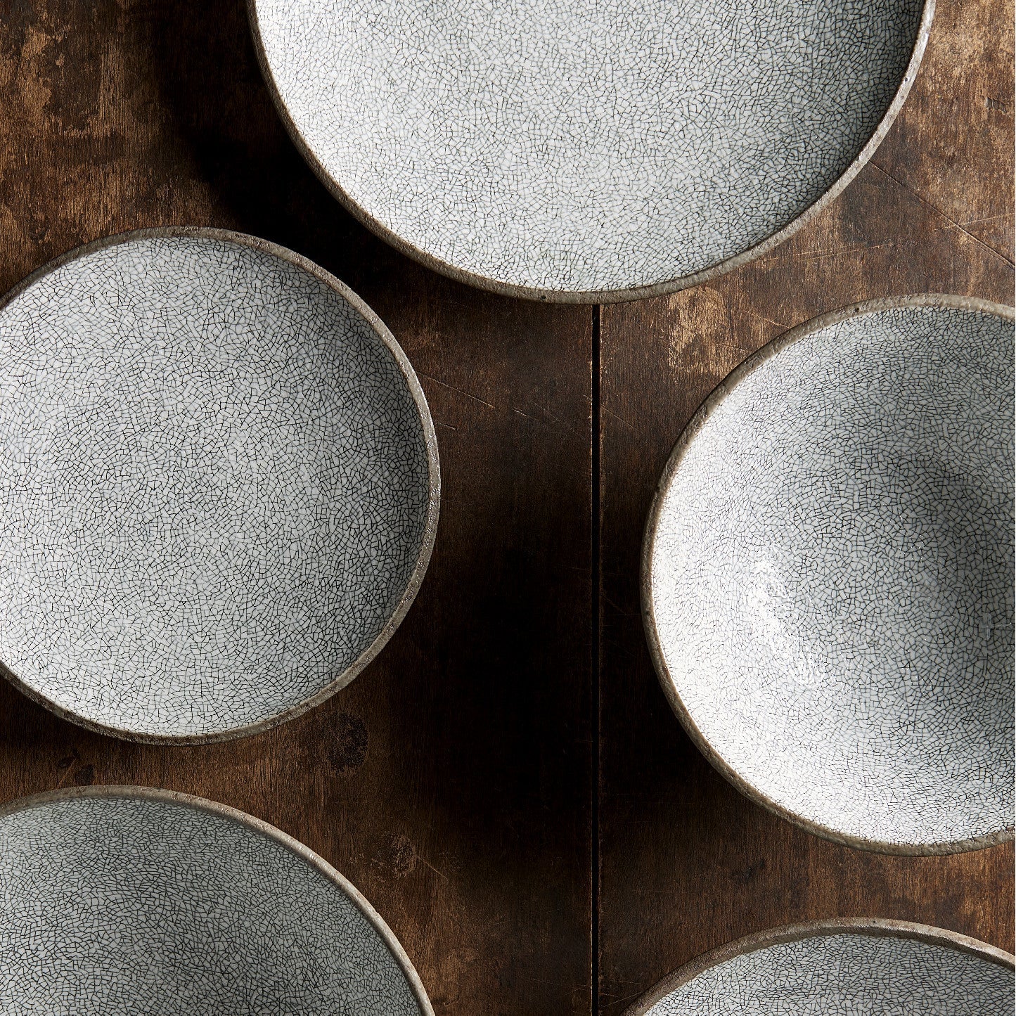 Premium 25cm Crazed Grey Glaze Ceramic Dinner Plate Dishwasher Microwave Safe