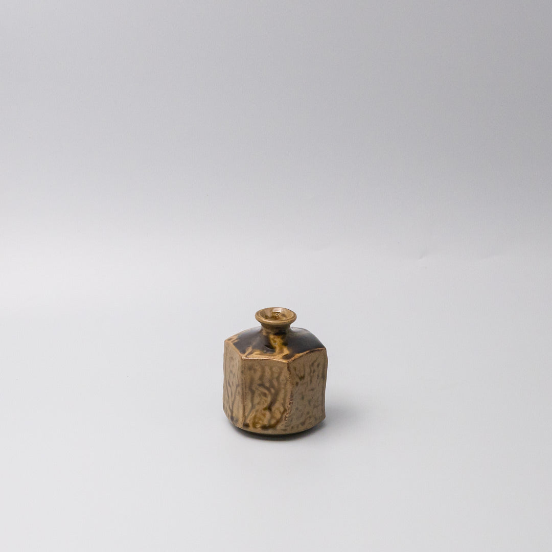 Premium Small Earth Tone Hexagon Vase – Decorative Home Accent