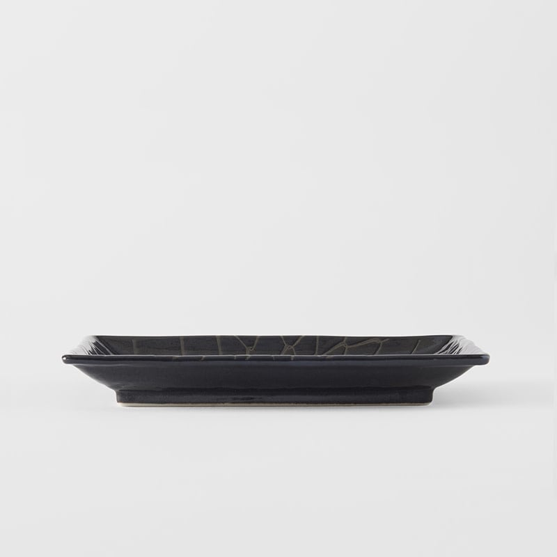 Premium Sushi Plate with Charcoal Net Design - 22cm