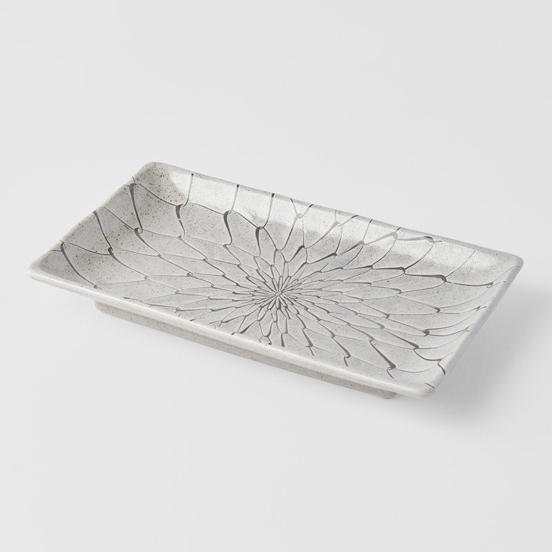Premium Sushi Plate with Grey Net Design - 22cm