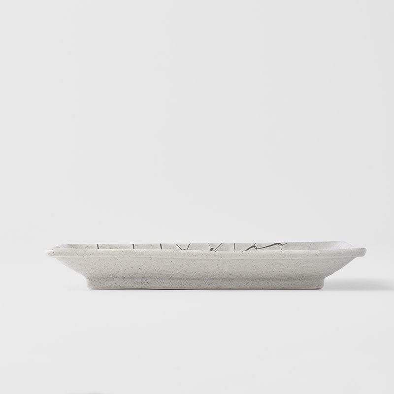 Premium Sushi Plate with Grey Net Design - 22cm