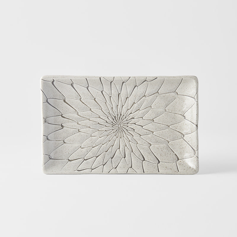 Premium Sushi Plate with Grey Net Design - 22cm