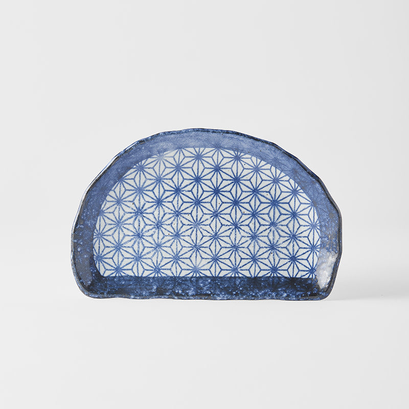 Premium Tempura Plate – Dark Blue Indigo Starburst Design 21cm