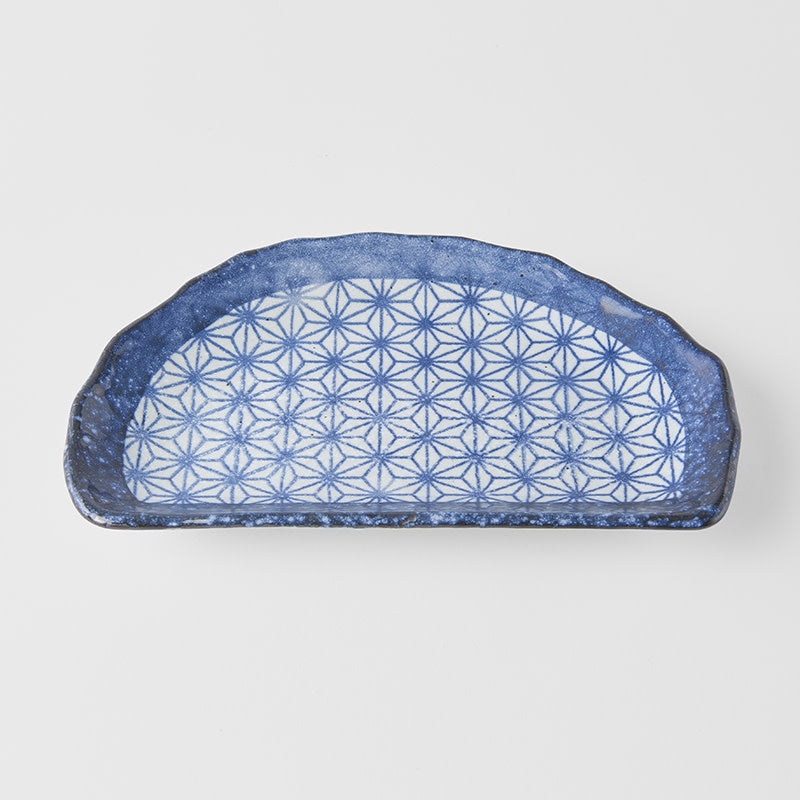 Premium Tempura Plate – Dark Blue Indigo Starburst Design 21cm