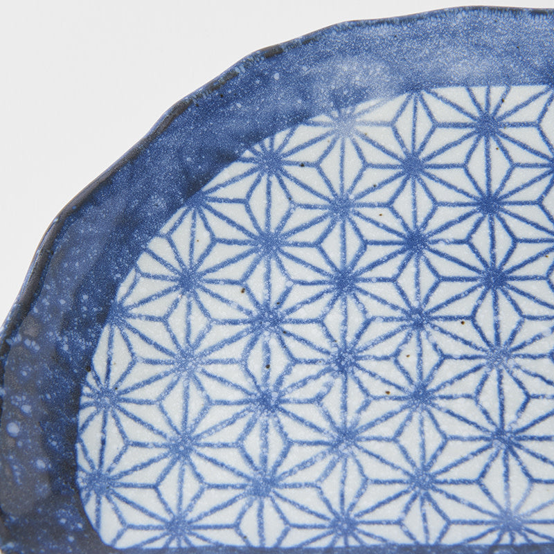 Premium Tempura Plate – Dark Blue Indigo Starburst Design 21cm
