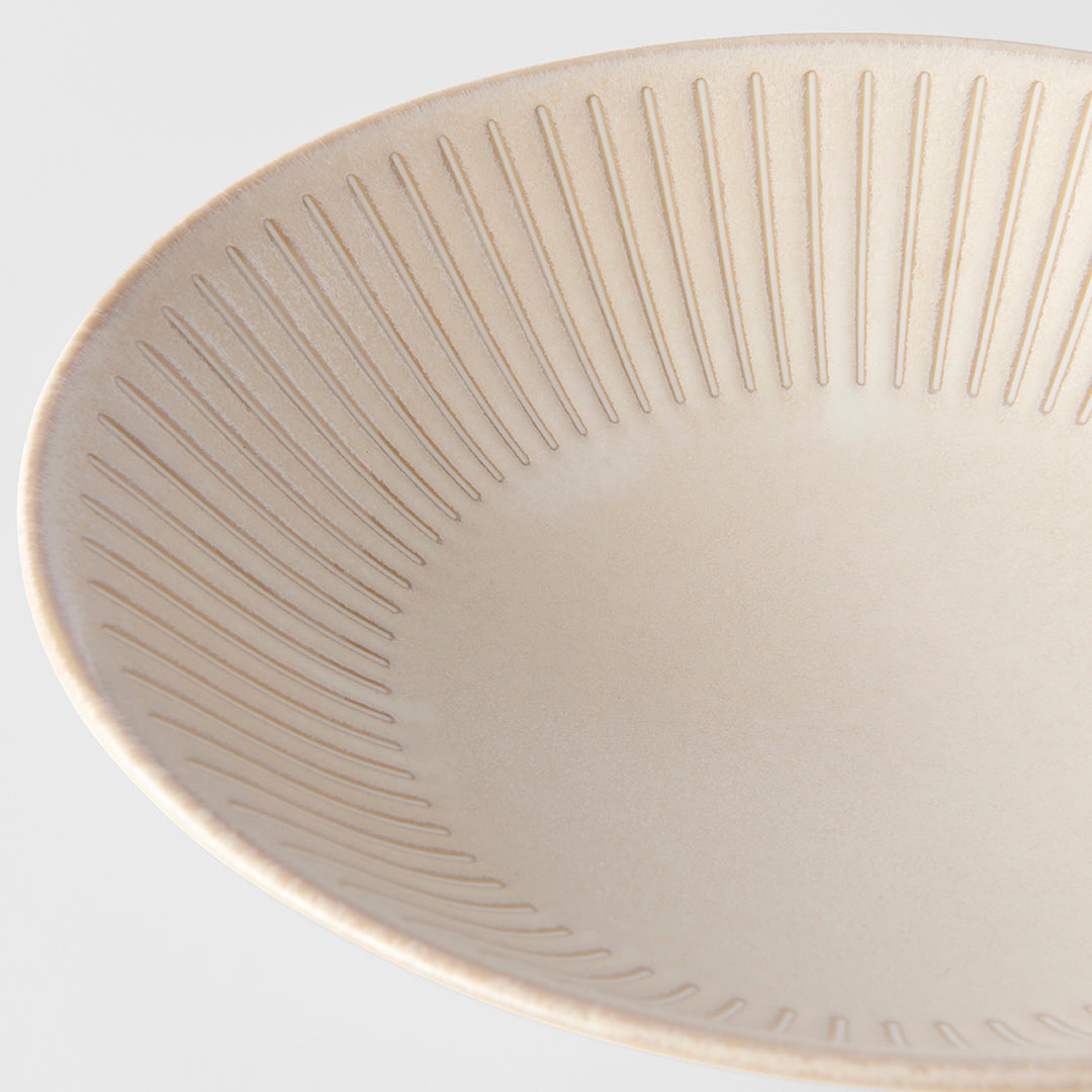 Premium Ceramic Ramen Bowl – Cream Ridged Alabaster Glaze 25cm, 900ml
