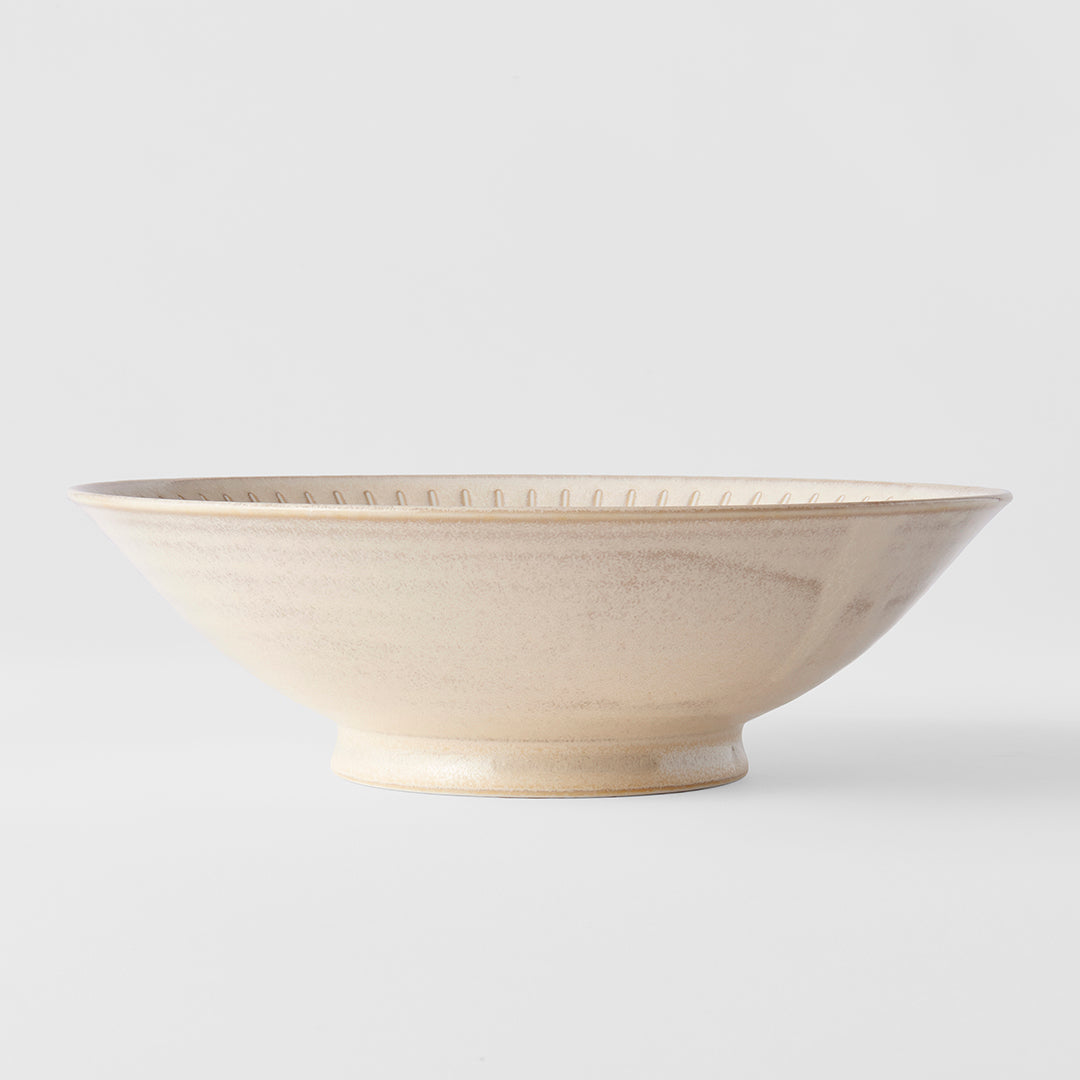 Premium Ceramic Ramen Bowl – Cream Ridged Alabaster Glaze 25cm, 900ml