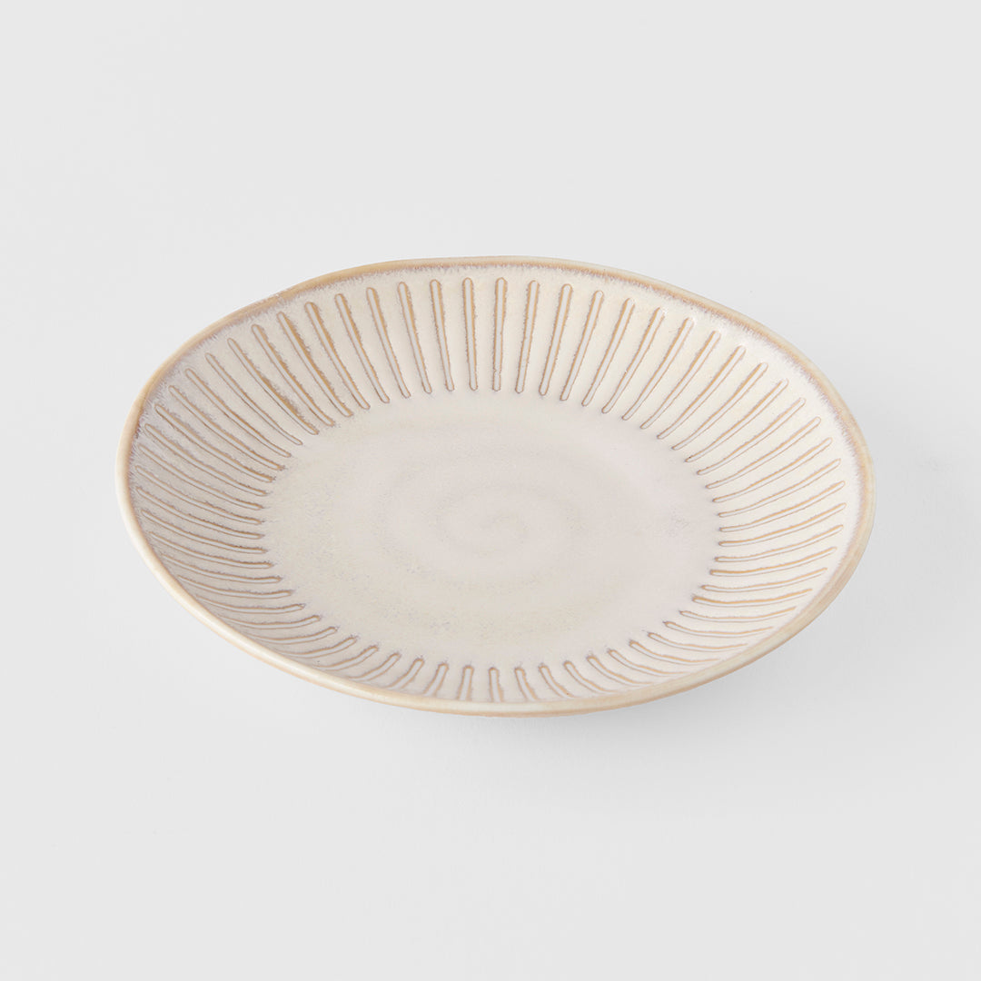 Premium Ceramic Saucer – Cream Ridged Alabaster Glaze 14cm, 100ml