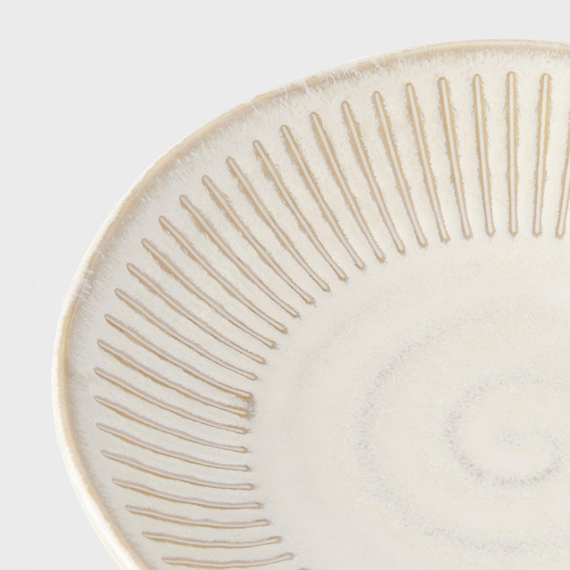 Premium Tapas Plate – Beige Ridged Alabaster Glaze 16.5cm