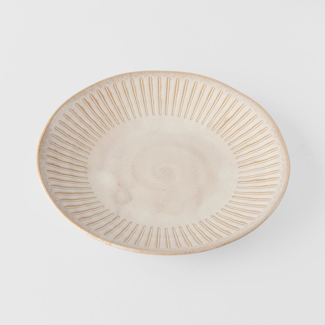 Premium Ceramic Plate – Cream Ridged Alabaster Glaze 25cm