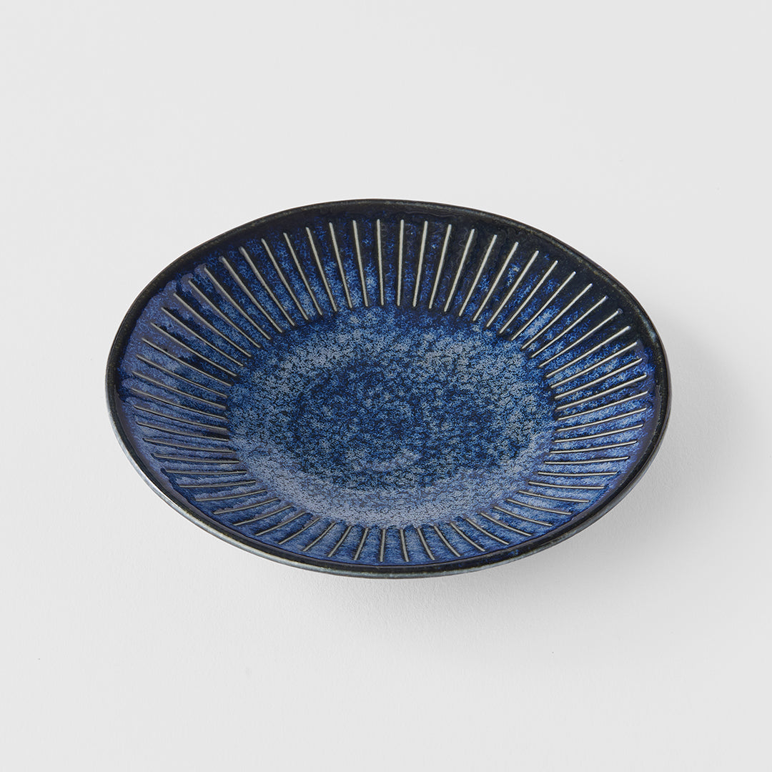 Premium 12cm Ridged Indigo Glaze Ceramic Saucer Dishwasher Microwave Safe