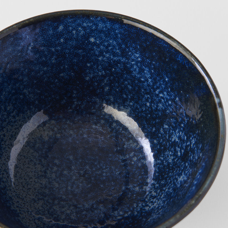 Premium Fluted Rice Bowl – Ridged Indigo Blue Glaze 12cm
