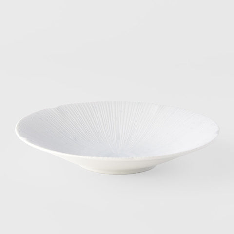 Premium 22.5cm Ice White Glaze Ceramic Pasta Bowl 350ml Dishwasher Microwave Safe