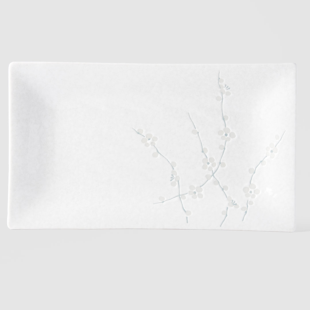 Premium 33cm White Blossom Glaze Rectangular Ceramic Platter Dishwasher Microwave Safe