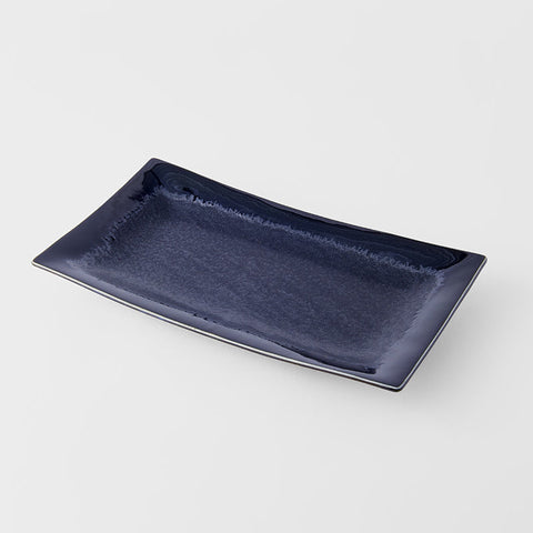 Premium 33cm Matt and Shiny Black Glaze Rectangular Ceramic Platter Dishwasher Microwave Safe