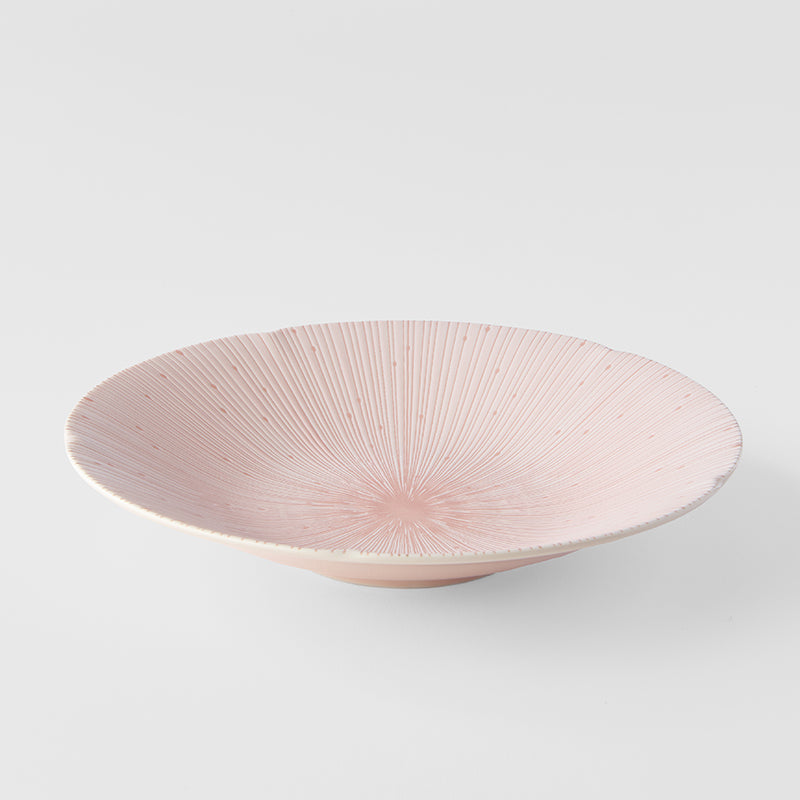 Premium 24.5cm Ice Pink Glaze Ceramic Pasta Bowl 550ml Dishwasher Microwave Safe