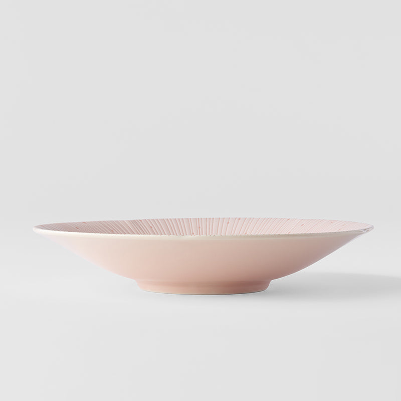 Premium 24.5cm Ice Pink Glaze Ceramic Pasta Bowl 550ml Dishwasher Microwave Safe