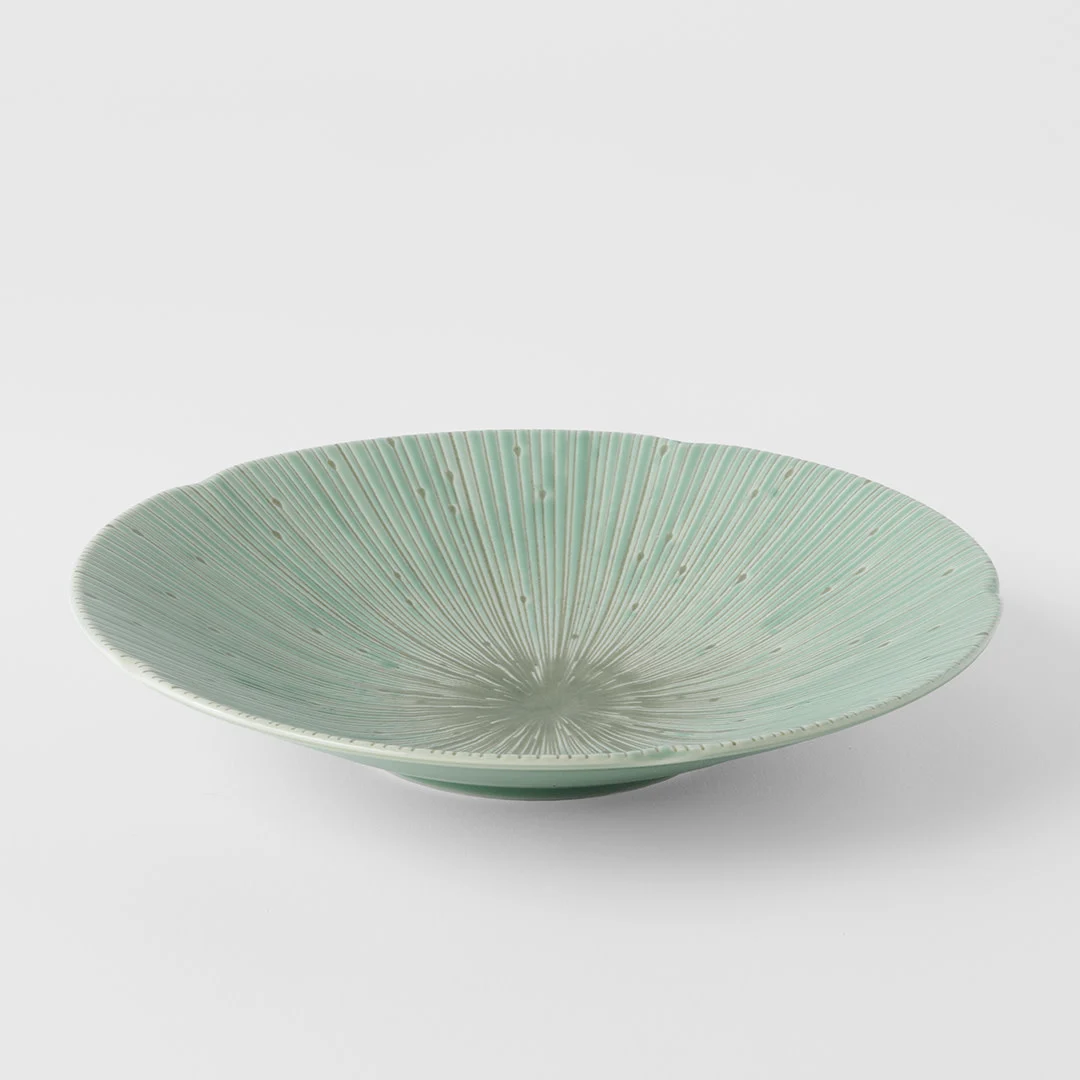 Premium 22.5cm Ice Green Glaze Ceramic Pasta Bowl 350ml Dishwasher Microwave Safe
