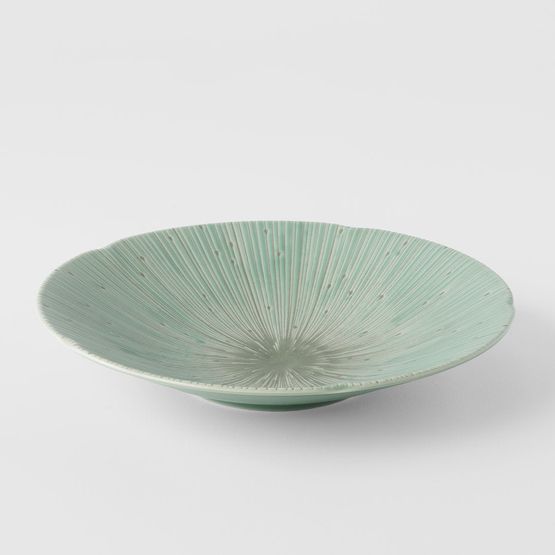 Premium 22.5cm Ice Green Glaze Ceramic Pasta Bowl 350ml Dishwasher Microwave Safe