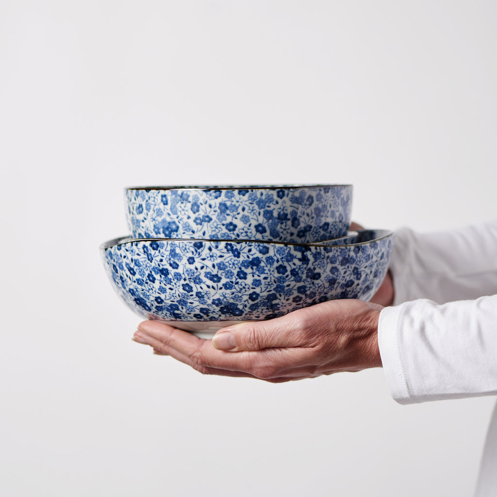 Premium 13cm Blue Daisy Glaze Ceramic Bowl 400ml Dishwasher Microwave Safe