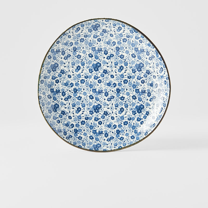 Premium 19cm Blue Daisy Glaze Organic Ceramic Side Plate Dishwasher Microwave Safe