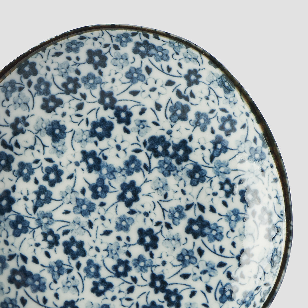 Premium 12cm Blue Daisy Glaze Organic Ceramic Saucer Dishwasher Microwave Safe