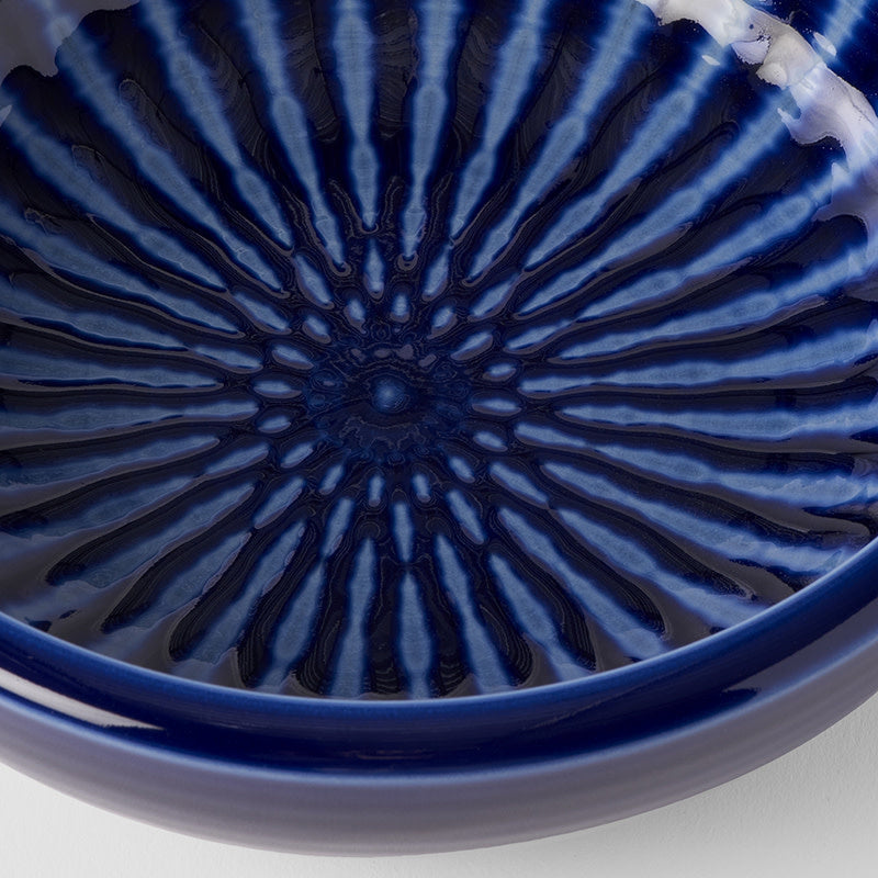 Premium Thick Edge Bowl – Dark Blue Indigo Drip Glaze 24cm, 1800ml
