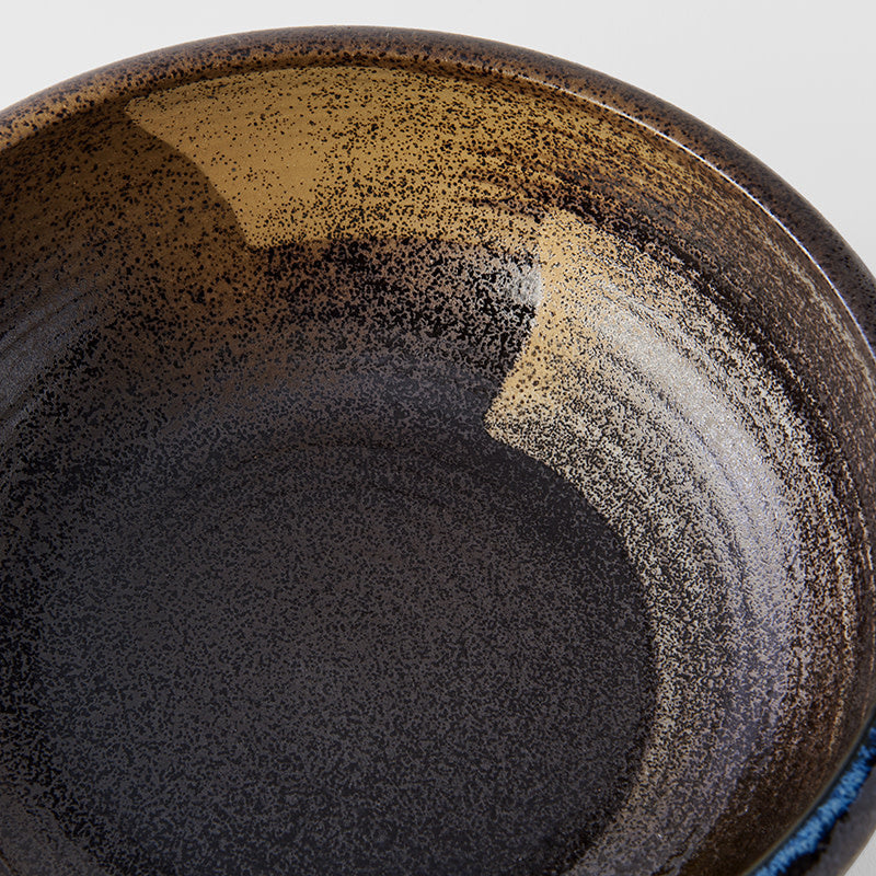 Premium Thick Edge Pasta Bowl – Gold Brushstroke Glaze 1800ml