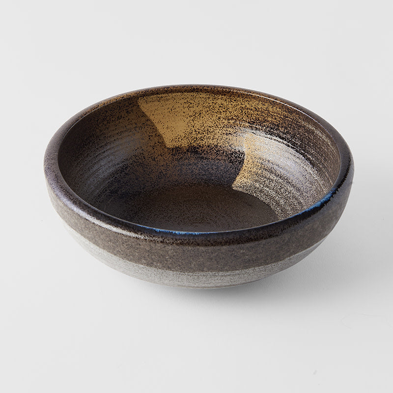 Premium Thick Edge Pasta Bowl – Gold Brushstroke Glaze 1800ml