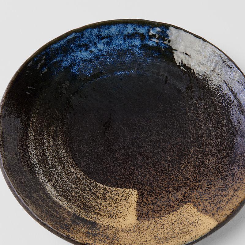 Premium Dinner Plate – Black Gold Brushstroke Glaze 24cm