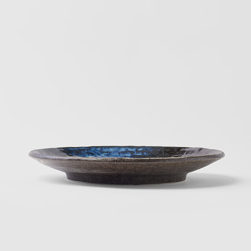 Premium Dinner Plate – Black Gold Brushstroke Glaze 24cm