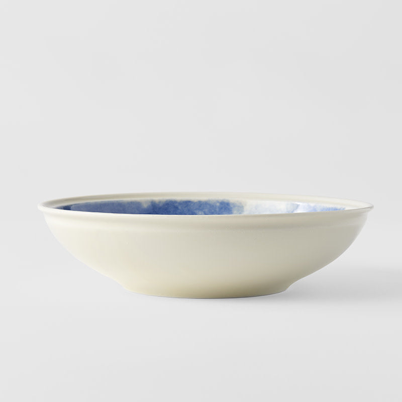 Premium 21cm Ocean Blue Glaze Ceramic Pasta Bowl 600ml Dishwasher Microwave Safe