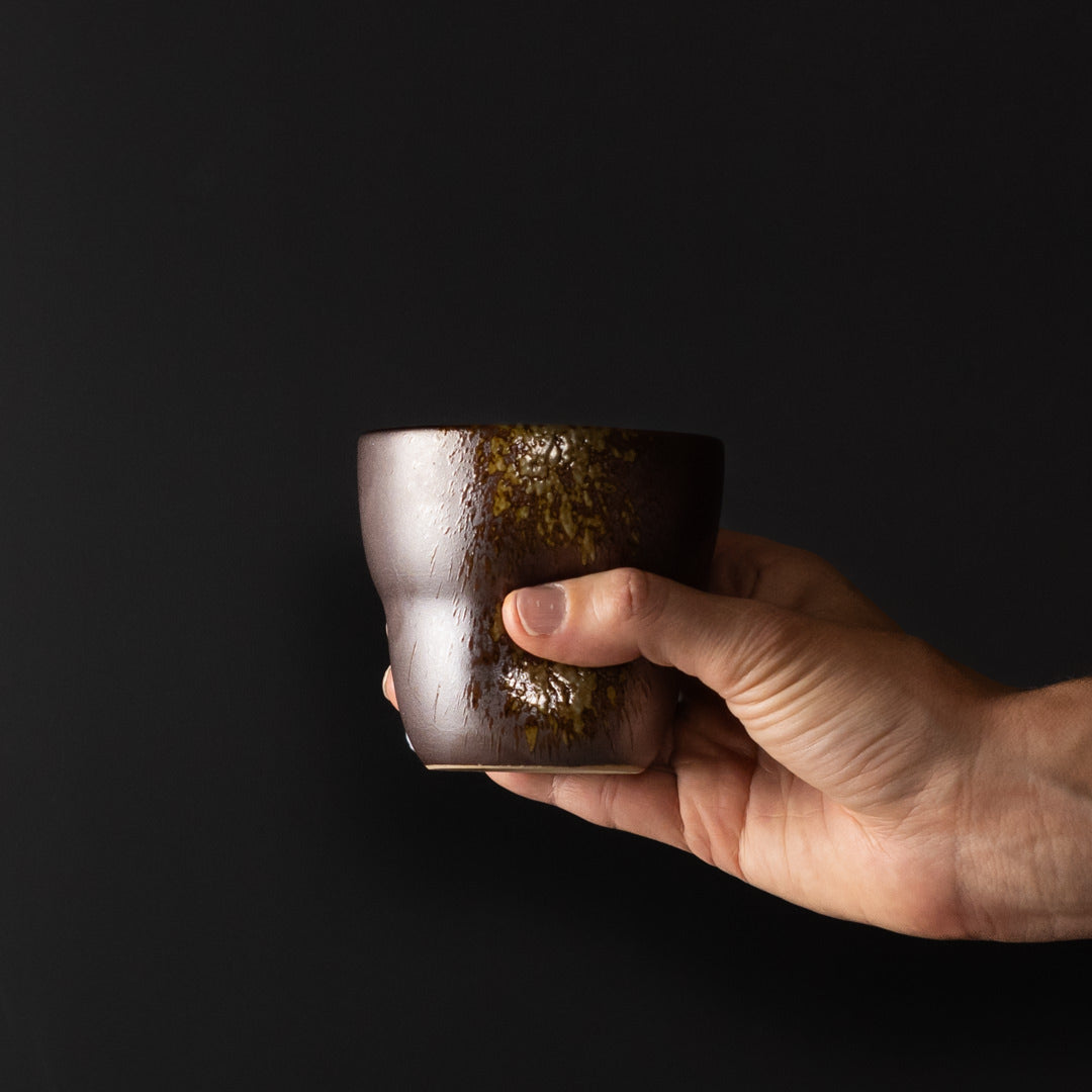 Premium 280ml Metallic Splash Glaze Yunomi Mug Japanese Ceramic Tea Cup