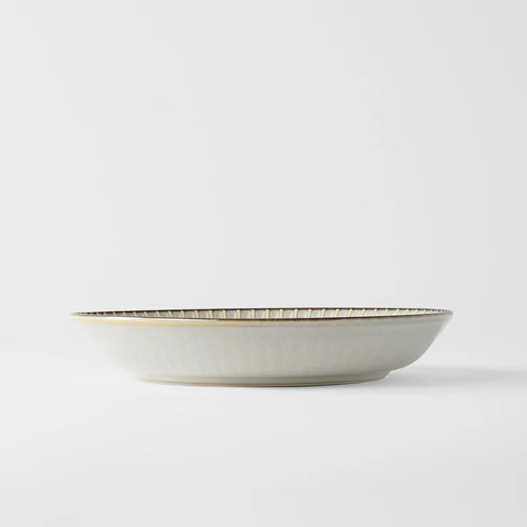 Premium 22.5cm White Sendan Glaze High Rim Ceramic Plate Dishwasher Microwave Safe