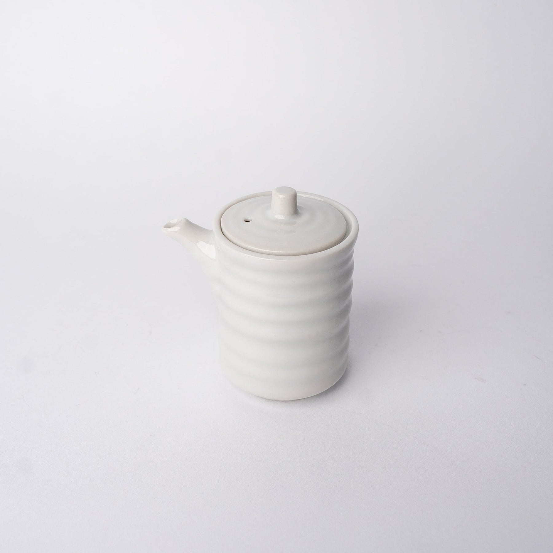 Premium Ribbed Soy Pot – White Glaze 170ml