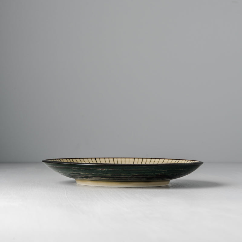 Premium 19cm Green Converging Line Glaze Ceramic Side Plate Dishwasher Microwave Safe